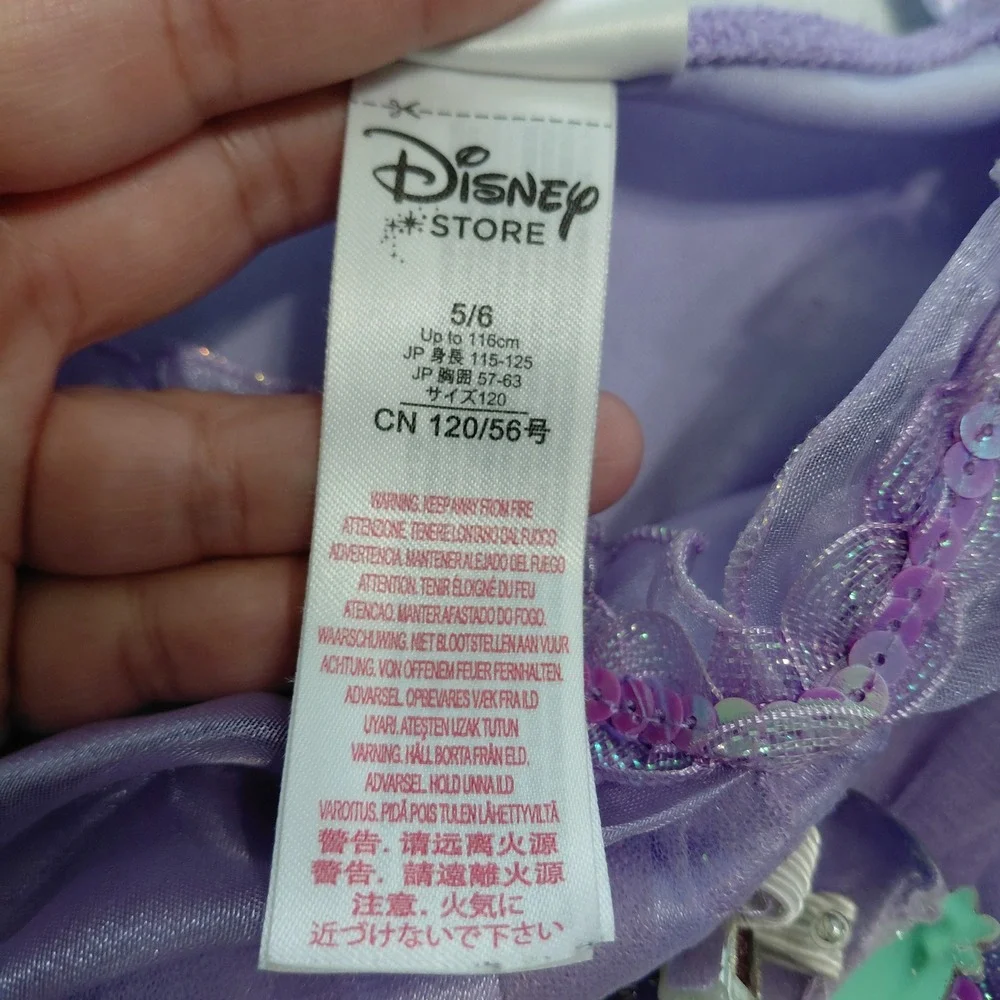 Disney Store Ariel Little Mermaid Costume Dress Purple Teal Girls 5/6 Sequin